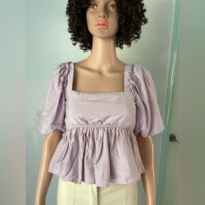 Altar'd State Lilac Puff Sleeve Blouse
